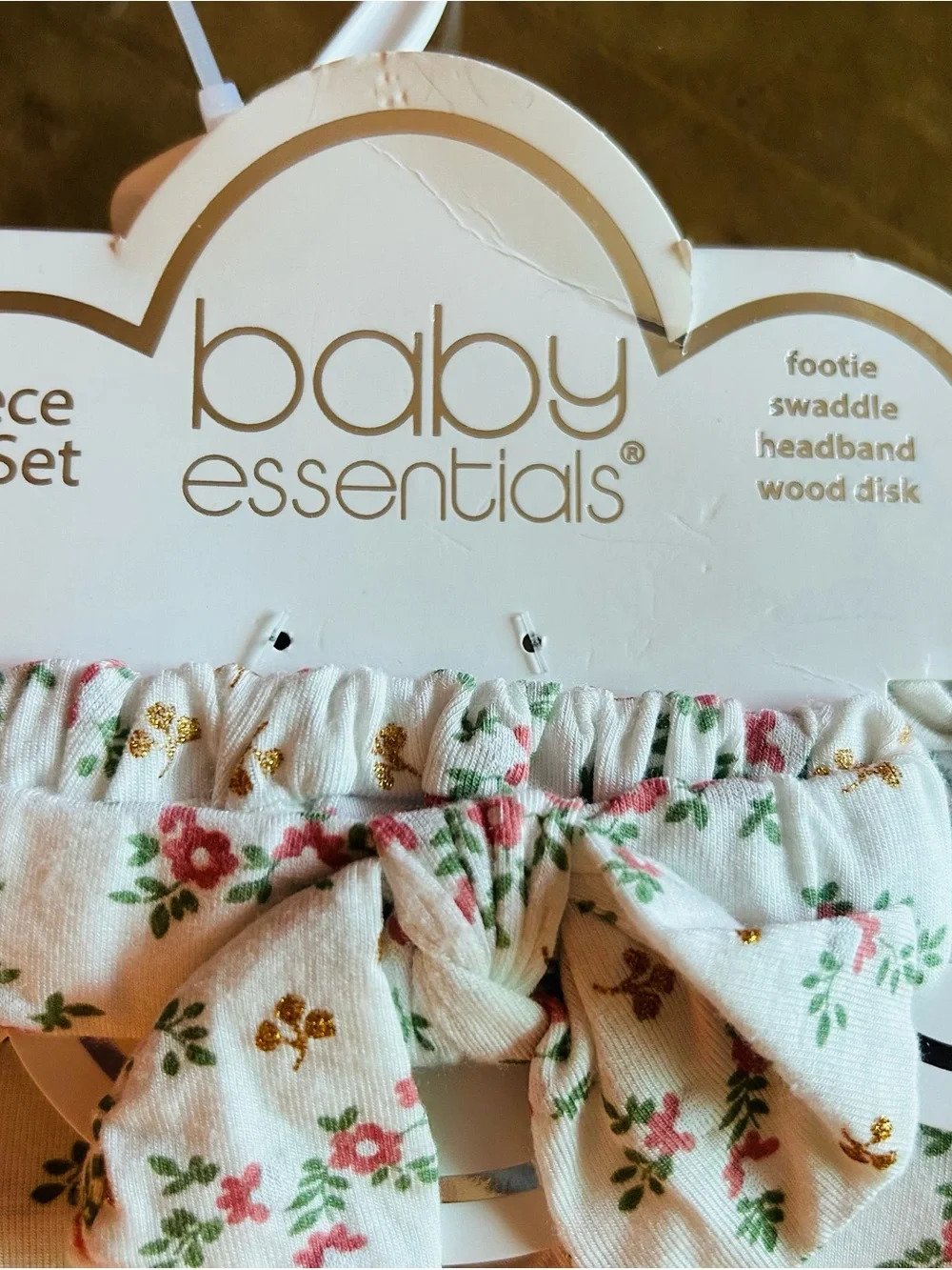 Baby Essentials Cream Floral New born set with Pink and Green Accents